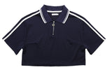 アジョバイアジョ（AJOBYAJO) Collared Crop Zip Up [Navy]