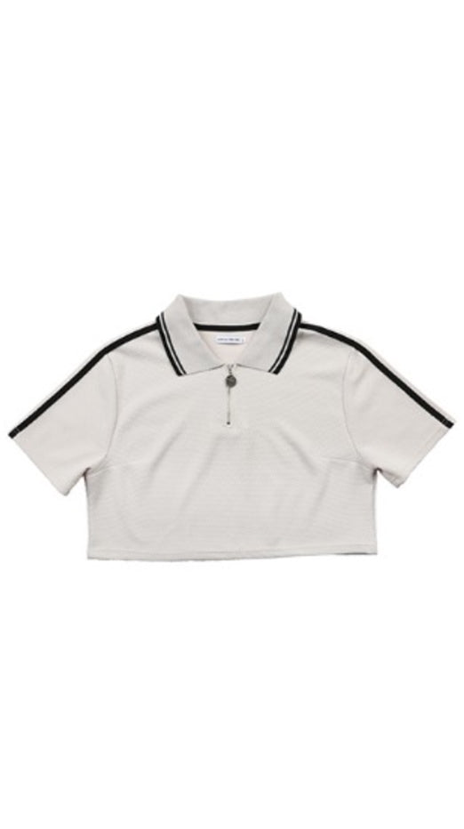 アジョバイアジョ（AJOBYAJO) Collared Crop Zip Up [Cream]