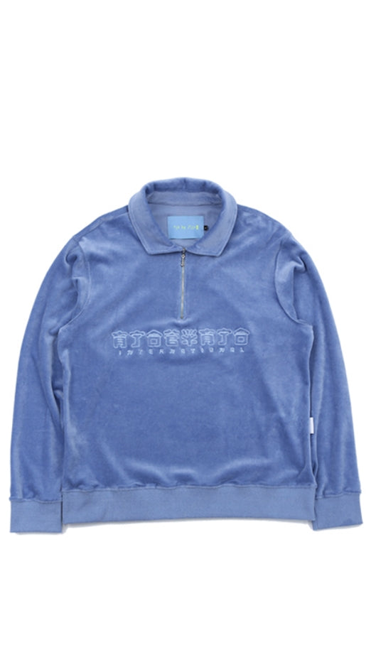 アジョバイアジョ（AJOBYAJO) CH Logo Velour Half Zip-Up [Sky Blue]