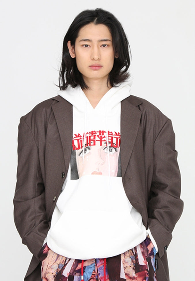 アジョバイアジョ（AJOBYAJO) Crying Manga Hoodie [White]