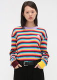 アジョバイアジョ（AJOBYAJO) Rainbow Stripe Sweat Shirt [Pink]