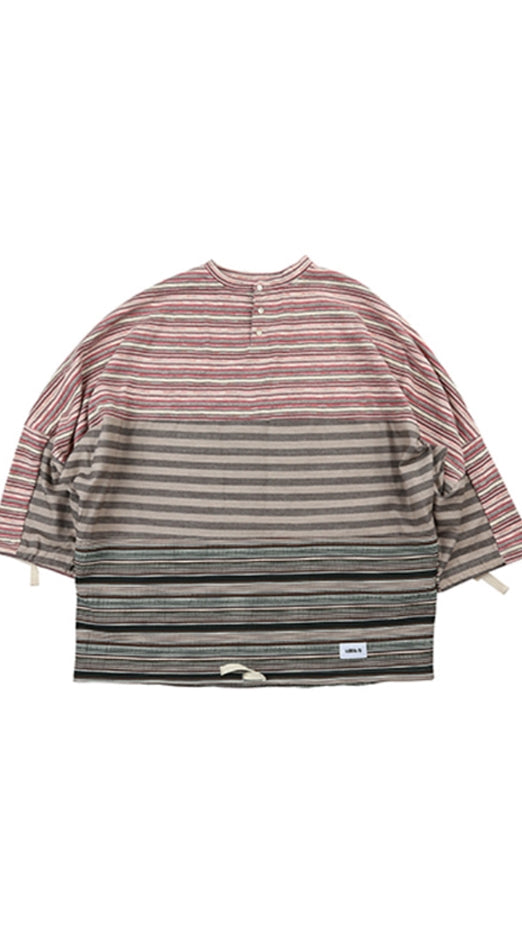 アジョバイアジョ（AJOBYAJO)  Tri Stripe Henly Neck Sweater [Pink]