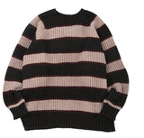 アジョバイアジョ（AJOBYAJO)  Oversized Stripe Sweater [Black]