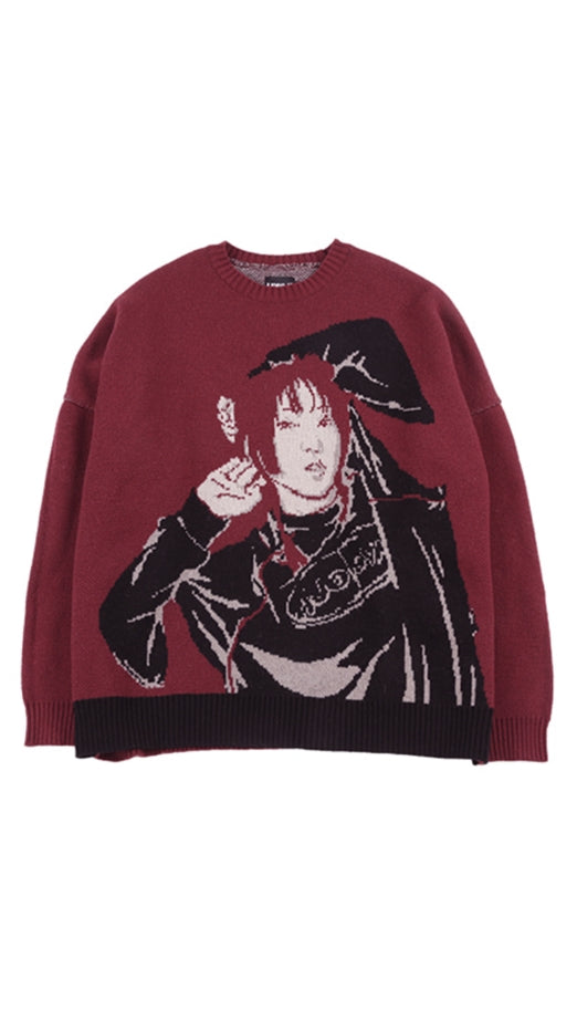 アジョバイアジョ（AJOBYAJO) Oversized SeeSea Wool Knit Sweater [Burgundy]