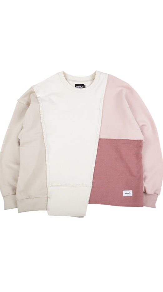 アジョバイアジョ（AJOBYAJO) Oversized Mixed Sweatshirt [Pink]