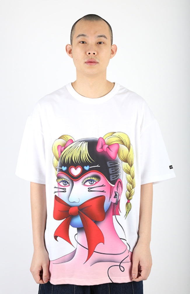 アジョバイアジョ（AJOBYAJO)  Perfect Fink Face T-Shirt [White]