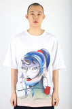 アジョバイアジョ（AJOBYAJO)  [Double Lovers X AJOBYAJO] Perfect Blue Face T-Shirt [White]