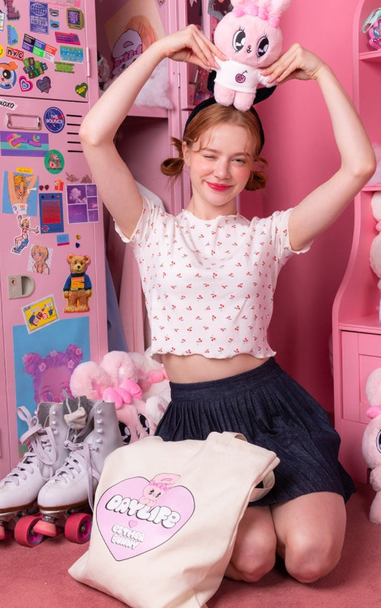 デイライフ(Daylife)  Daylife ♥ Esther Bunny Big Heart Eco Bag (WHITE)