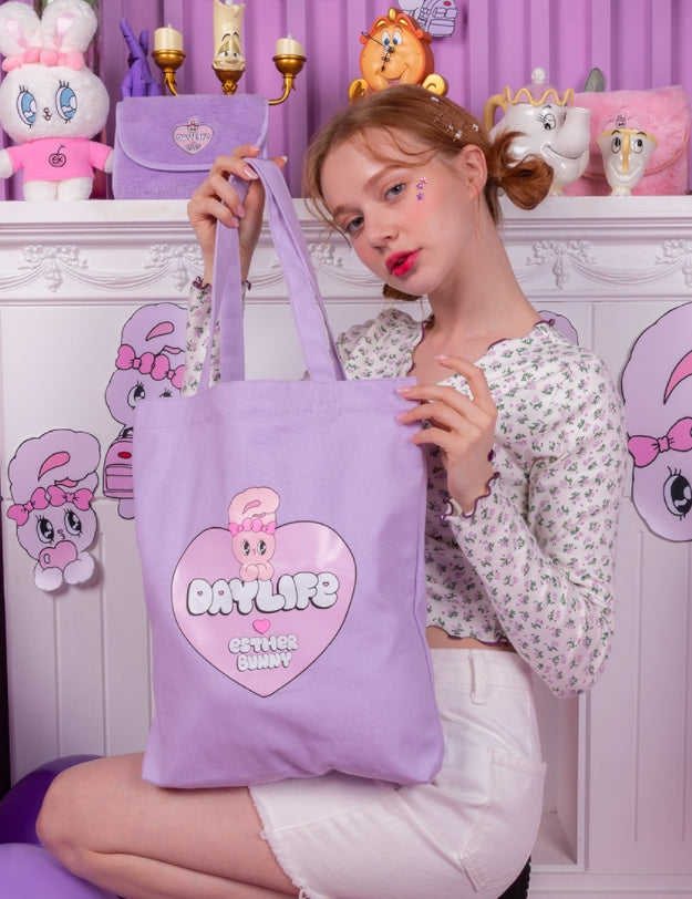 デイライフ(Daylife) Daylife ♥ Esther Bunny Big Heart Eco Bag (PURPLE) –  UNDERSTUDY CLUB