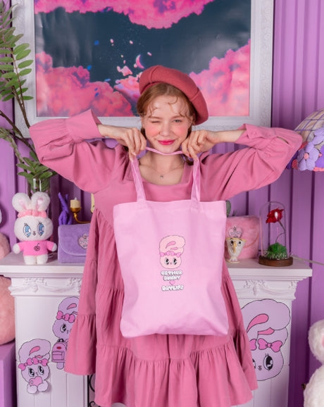 デイライフ(Daylife)  Daylife ♥ Esther Bunny lettering eco bag (PINK)
