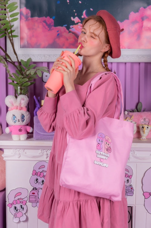 デイライフ(Daylife)  Daylife ♥ Esther Bunny Twin Bunny Eco Bag (PINK)
