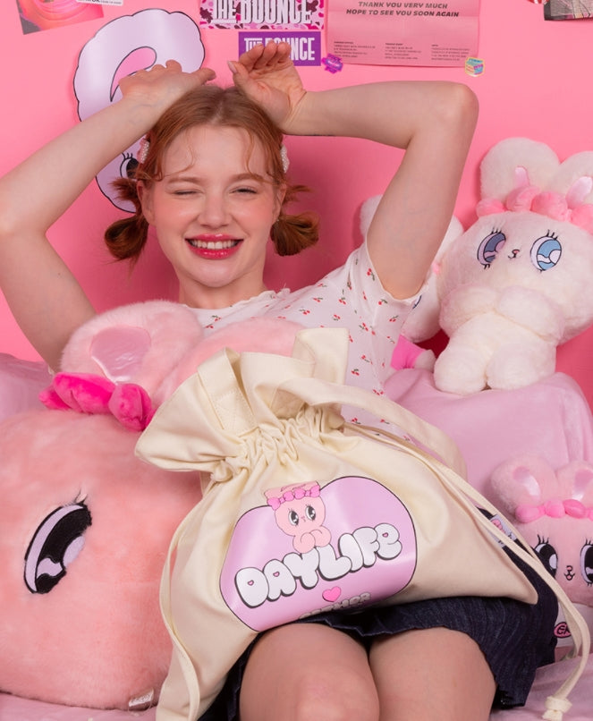 デイライフ(Daylife)  Daylife ♥ Esther Bunny Big Heart Bokjori Eco Bag (WHITE)