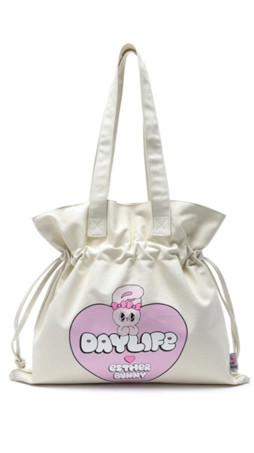 デイライフ(Daylife)  Daylife ♥ Esther Bunny Big Heart Bokjori Eco Bag (WHITE)