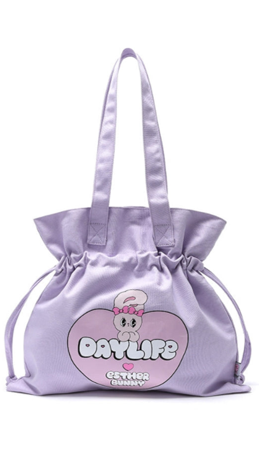 デイライフ(Daylife)  Daylife ♥ Esther Bunny Big Heart Bokjori Eco Bag (PURPLE)