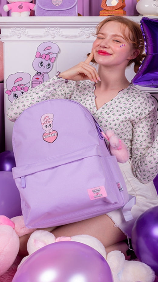 デイライフ(Daylife)  Daylife ♥ Esther Bunny Big Heart Day Backpack (Purple)