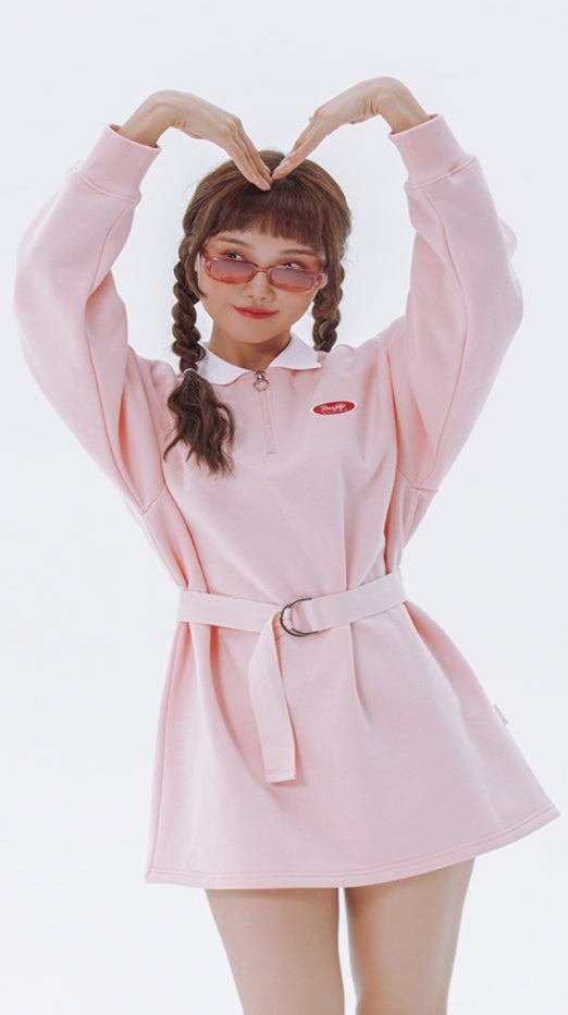 デイライフ(Daylife)  Daylife Collar belt dress (PINK)