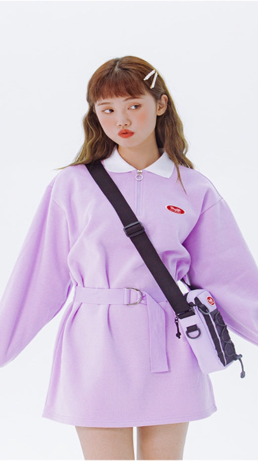 デイライフ(Daylife)  Daylife Collar belt dress (PURPLE)