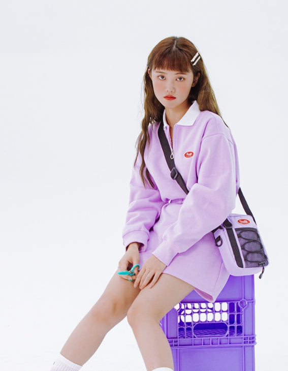 デイライフ(Daylife)  Daylife Collar belt dress (PURPLE)