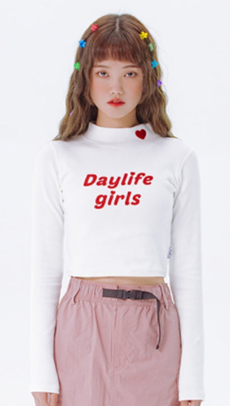 デイライフ(Daylife)  Daylife Half neck T-shirt (WHITE)