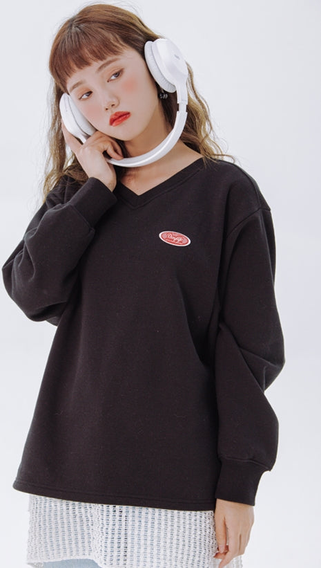 デイライフ(Daylife)  Daylife V-neck sweatshirt (BLACK)