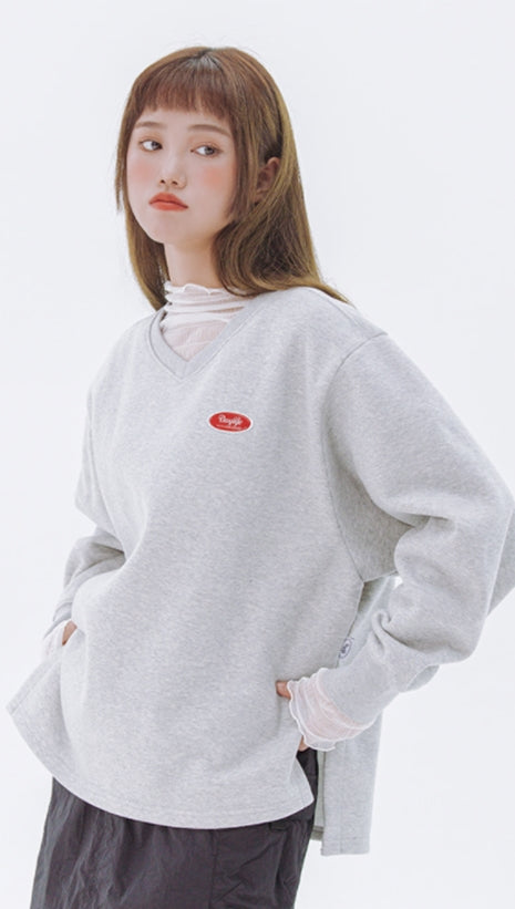 デイライフ(Daylife)  Daylife V-neck sweatshirt (GREY)