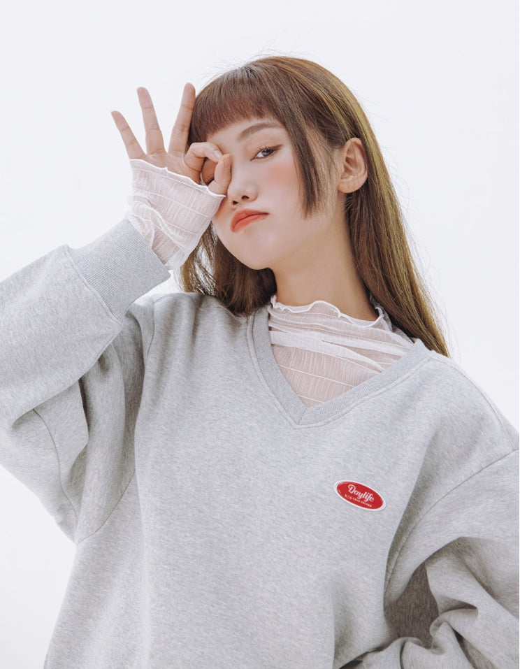 デイライフ(Daylife)  Daylife V-neck sweatshirt (GREY)