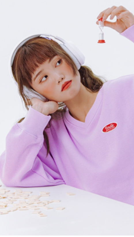 デイライフ(Daylife)  Daylife V-neck sweatshirt (PURPLE)