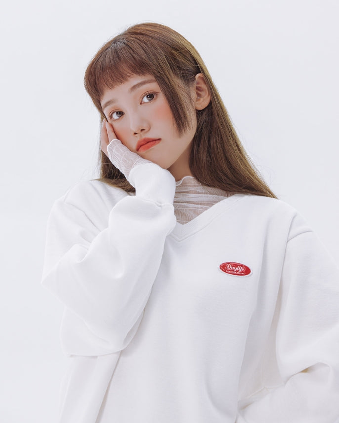 デイライフ(Daylife)  Daylife V-neck sweatshirt (WHITE)