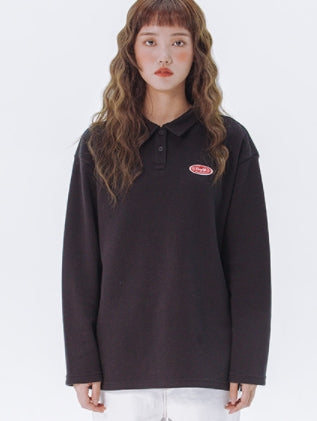 デイライフ(Daylife)  Daylife Collar long sleeve T-shirt (BLACK)