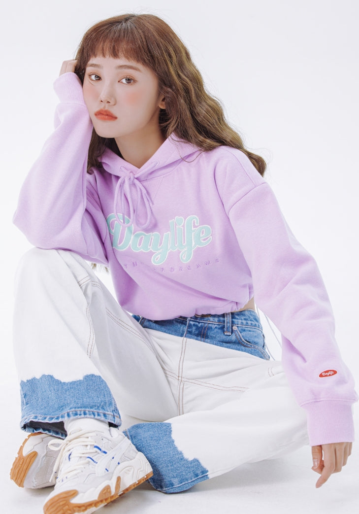 デイライフ(Daylife)  Daylife Cropped hoodie (PURPLE)