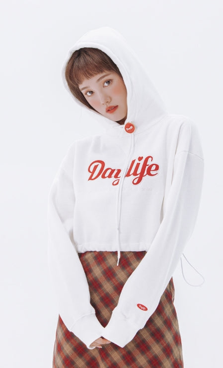 デイライフ(Daylife)  Daylife Cropped hoodie (WHITE)
