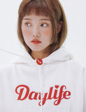 デイライフ(Daylife)  Daylife Cropped hoodie (WHITE)