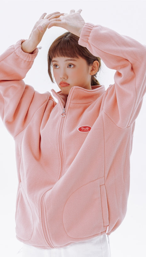 デイライフ(Daylife)  Daylife Fleece High Neck Zip-Up (PINK)