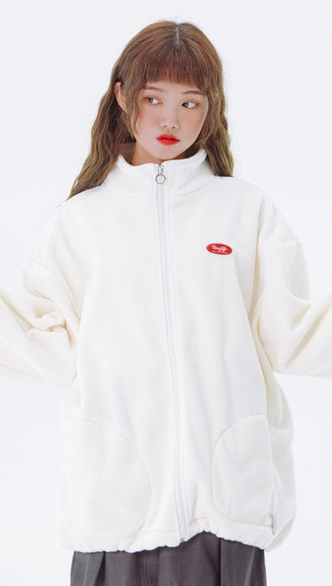 デイライフ(Daylife)  Daylife Fleece High Neck Zip-Up (WHITE)