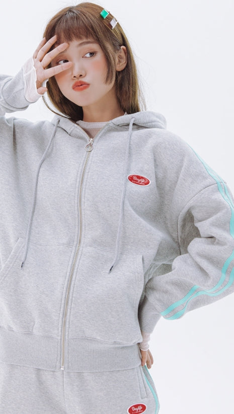 デイライフ(Daylife)  Daylife Line hood zip up (GREY)