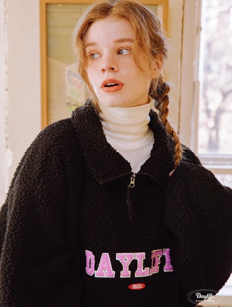 デイライフ(Daylife)  Daylife Fleece anorak jacket (BLACK)