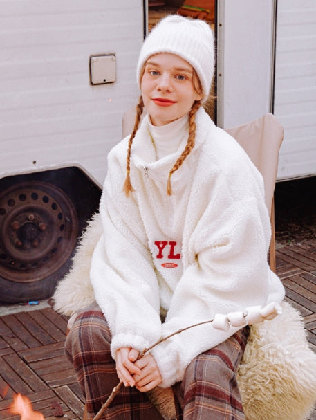 デイライフ(Daylife)  Daylife Fleece anorak jacket (IVORY)