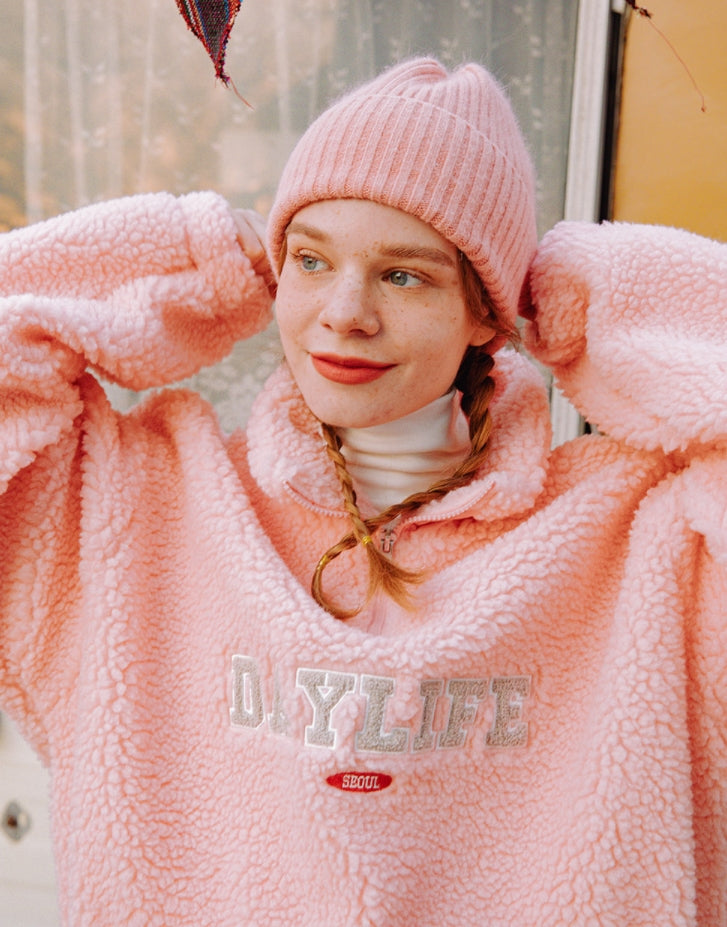 デイライフ(Daylife)  Daylife Fleece anorak jacket (PINK)