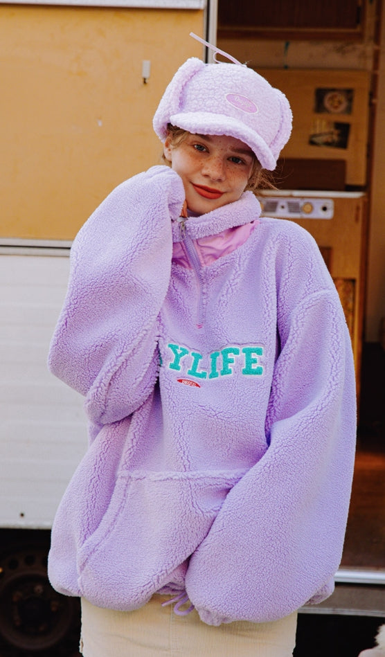 デイライフ(Daylife)  Daylife Fleece anorak jacket (PURPLE)