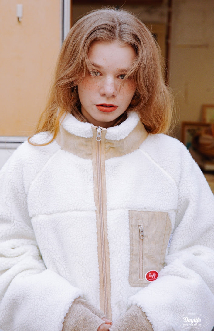 デイライフ(Daylife)  Daylife Fleece corduroy jacket (IVORY)