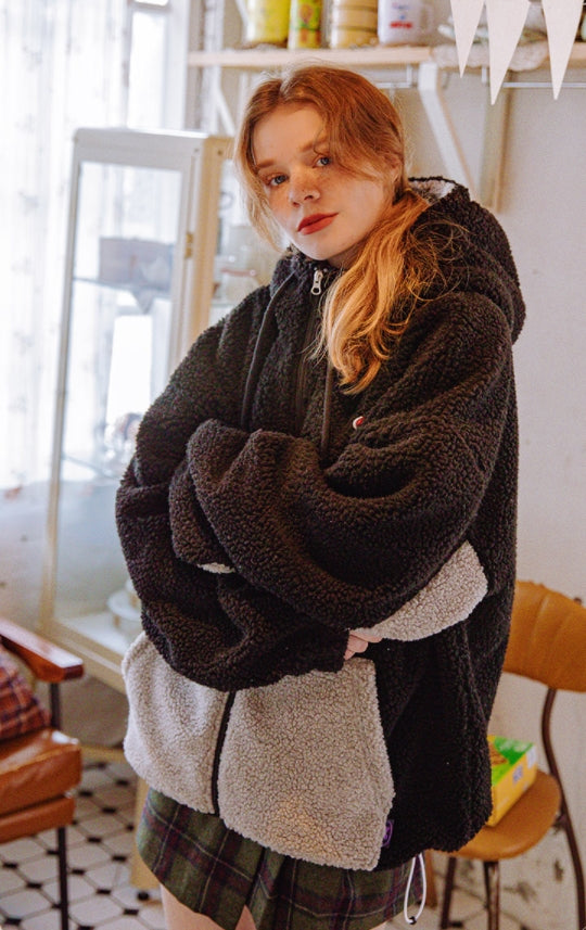 デイライフ(Daylife)  Daylife Fleece hooded jacket (BLACK)