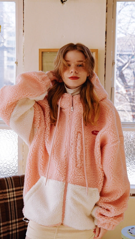 デイライフ(Daylife)  Daylife Fleece hooded jacket (PINK)