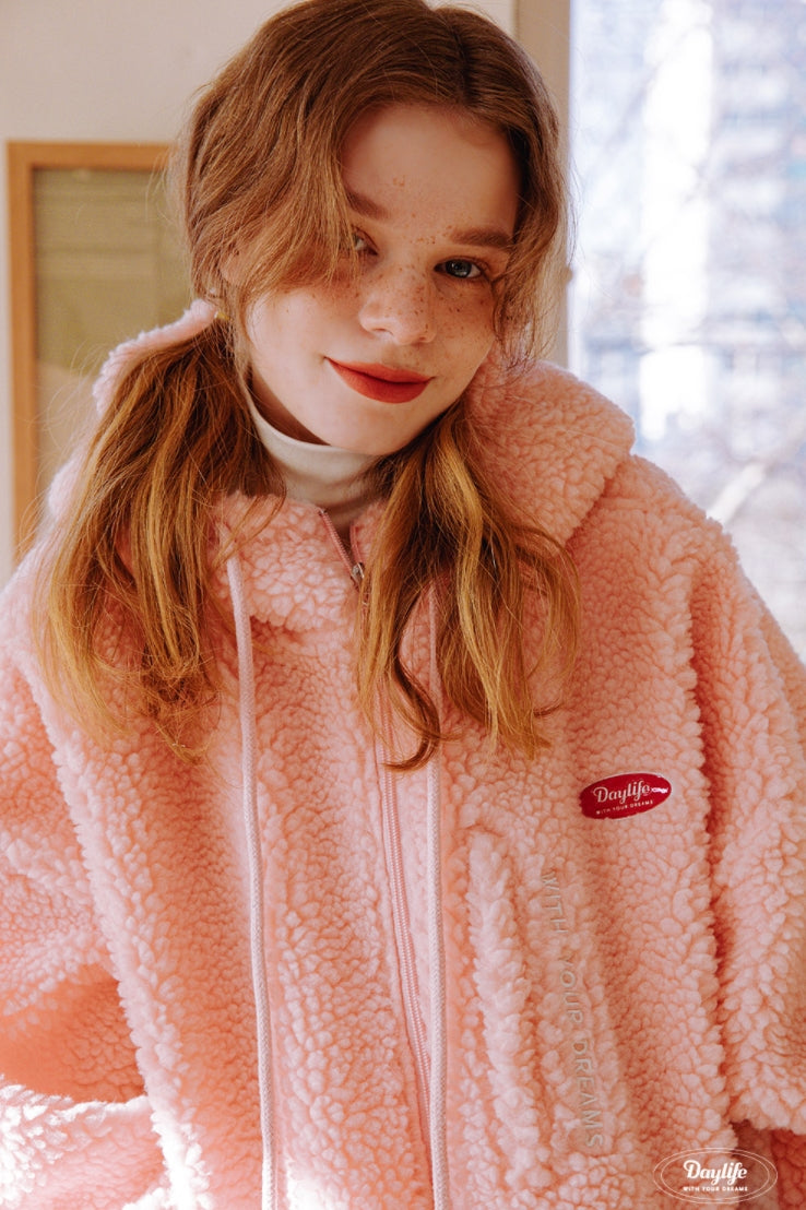 デイライフ(Daylife)  Daylife Fleece hooded jacket (PINK)