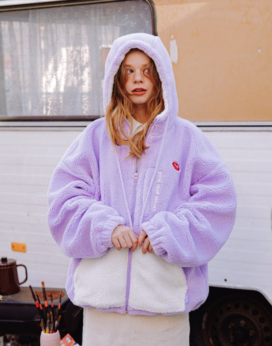 デイライフ(Daylife)  Daylife Fleece hooded jacket (PURPLE)