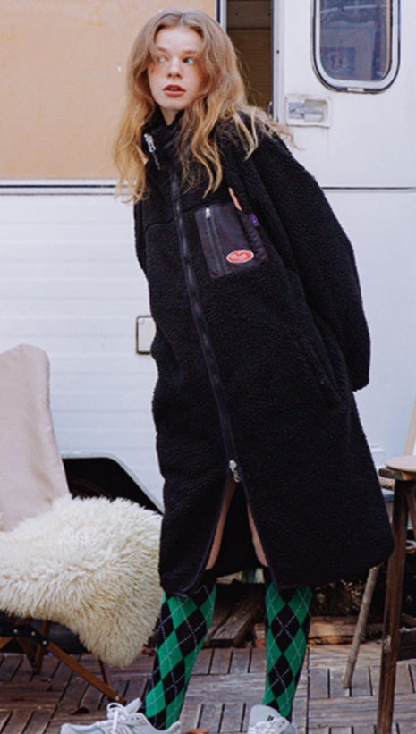 デイライフ(Daylife)  Daylife Fleece reversible long jacket (BLACK)