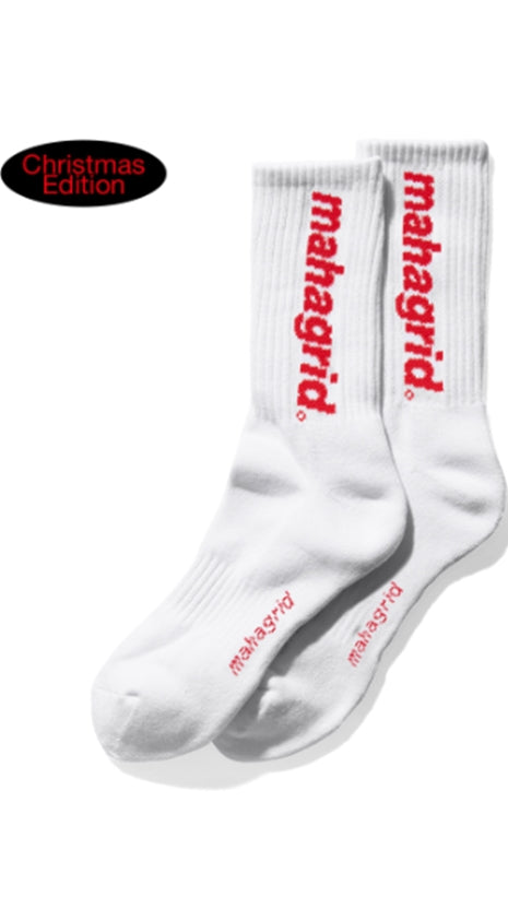 mahagrid (マハグリッド)   BASIC LOGO SOCKS [WHITE]