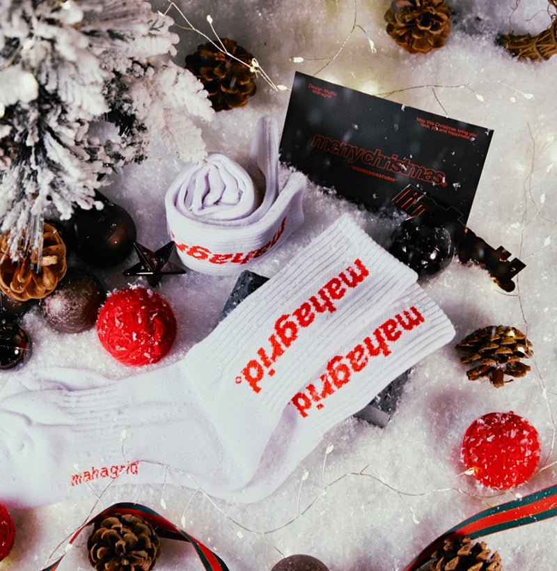 mahagrid (マハグリッド)   BASIC LOGO SOCKS [WHITE]