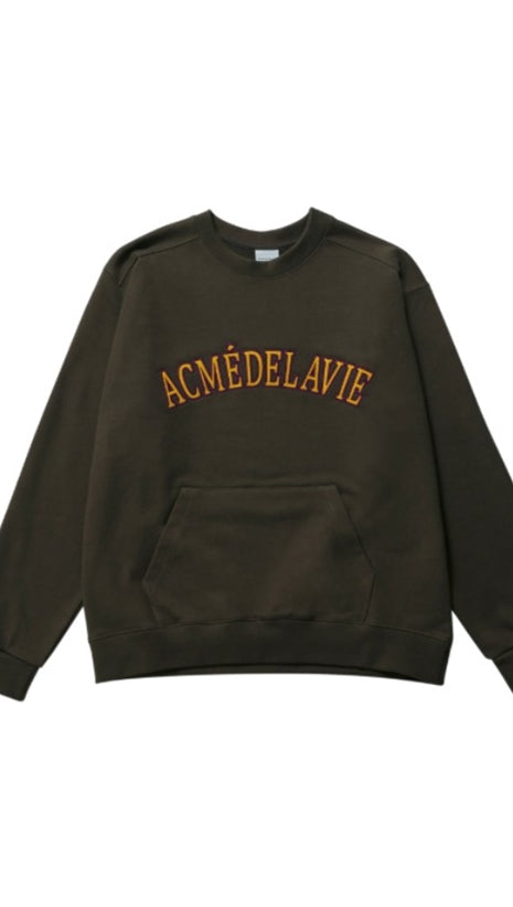 アクメドラビ(acme' de la vie)  FULL LOGO PATCH EMBROIDERY SWEAT SHIRT KHAKI BROWN