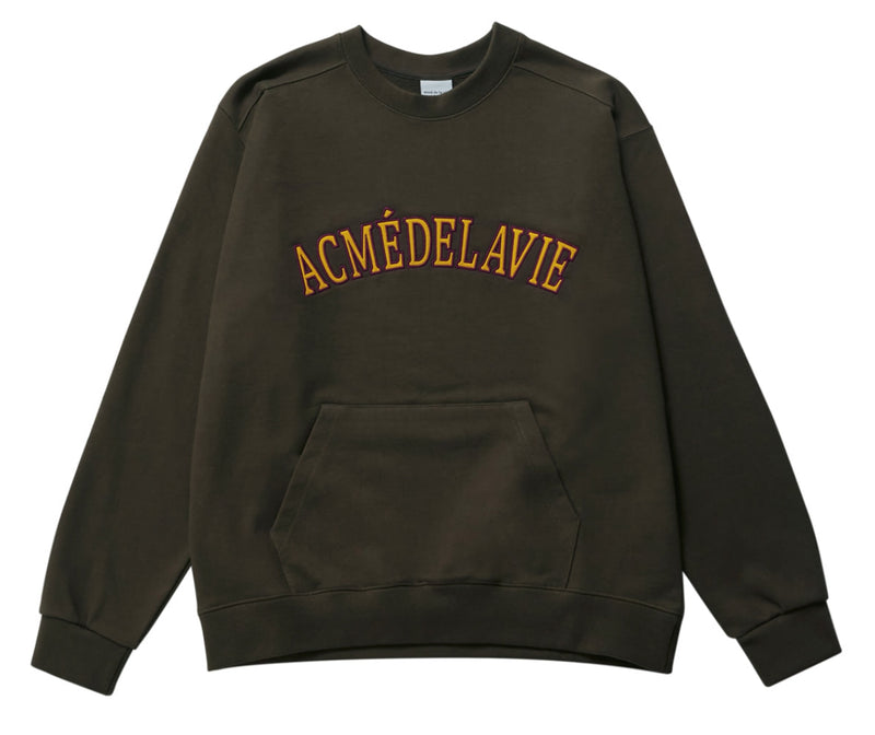 アクメドラビ(acme' de la vie)  FULL LOGO PATCH EMBROIDERY SWEAT SHIRT KHAKI BROWN