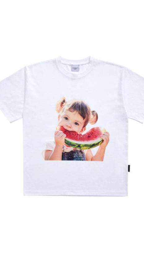 アクメドラビ(acme' de la vie) ADLV BABY FACE SHORT SLEEVE T-SHIRT WHITE WATERMELON